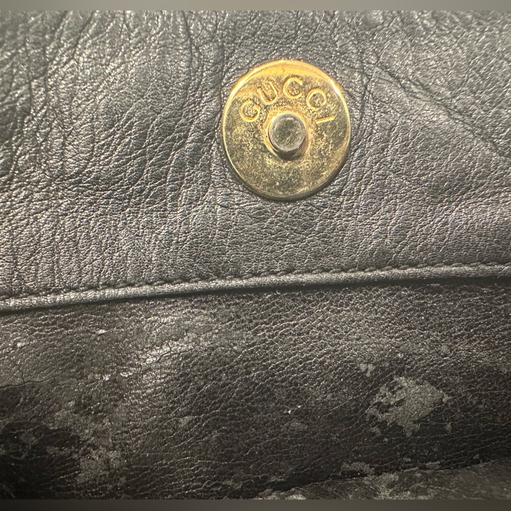 Vintage GUCCI Bamboo Black Leather Satchel Tote - Picture 11 of 14